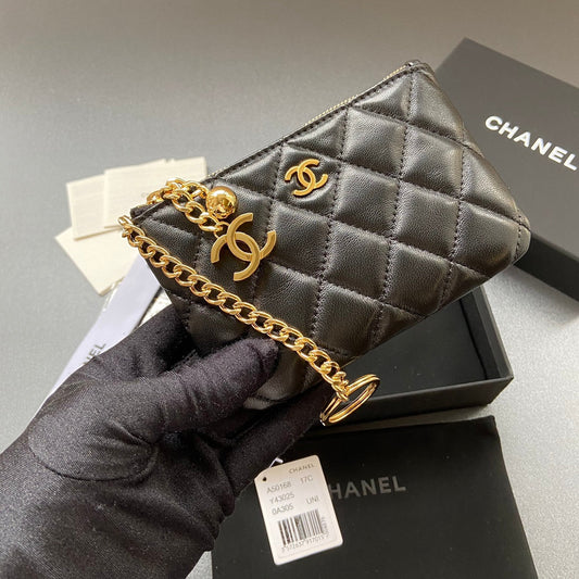CC A50168 Keyring Cardholder Black Sheepskin GHW 229705