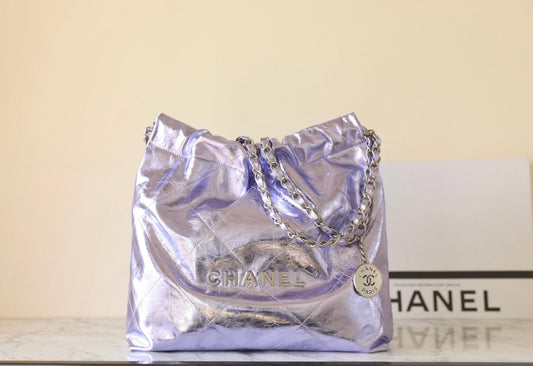 25C Hobo 22 Bag 35cm Violet Metalic Lambskin