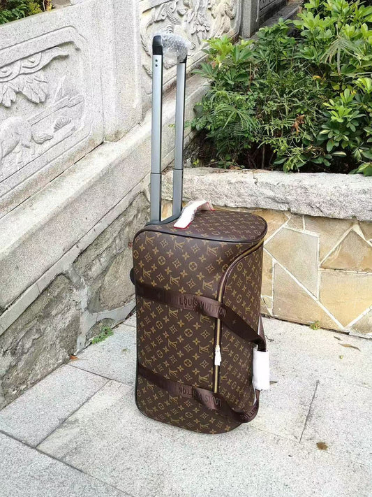 LV Horizon 55 Duffle Soft Jacquard Suitcase Brown Cowhide