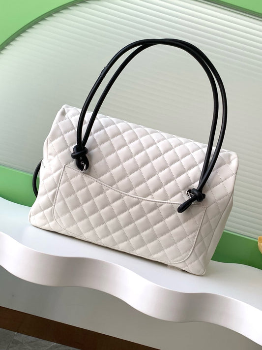 CC 2025 Cambon Bag White Black Lambskin 308109