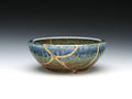 Medium Brown and Blue Kintsugi Bowl