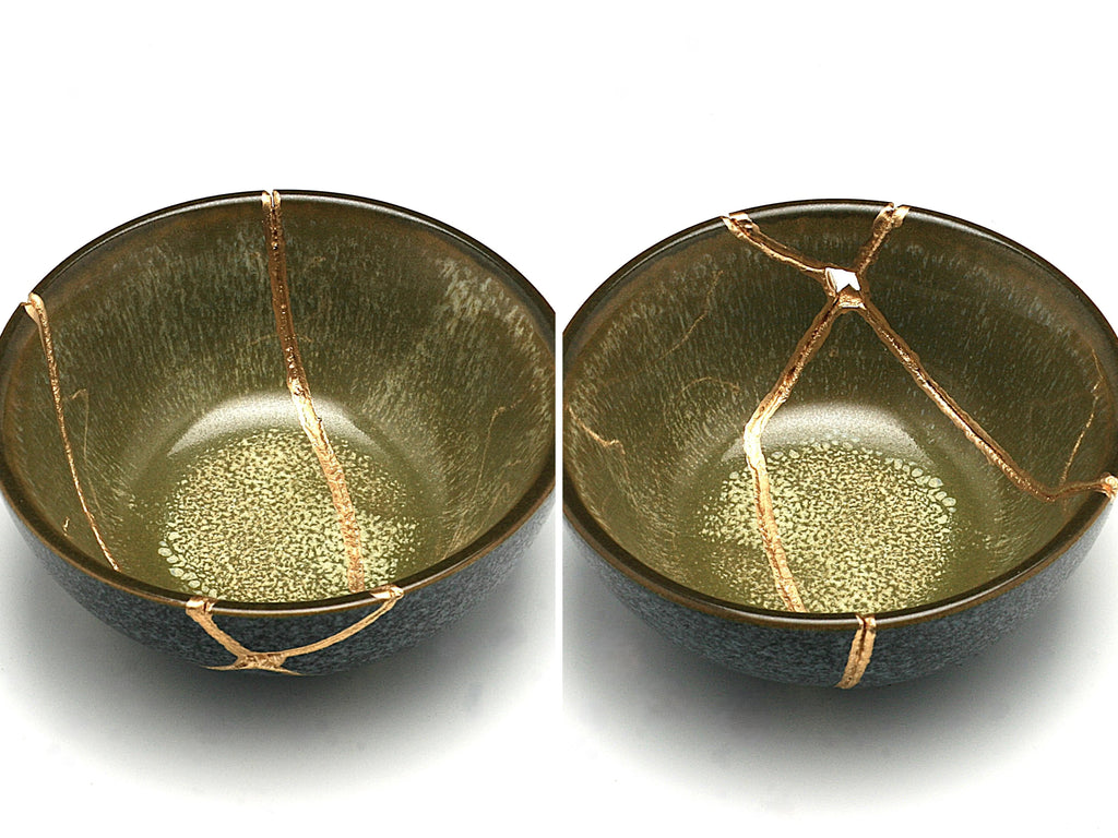 Small Olive Green Kintsugi Bowl