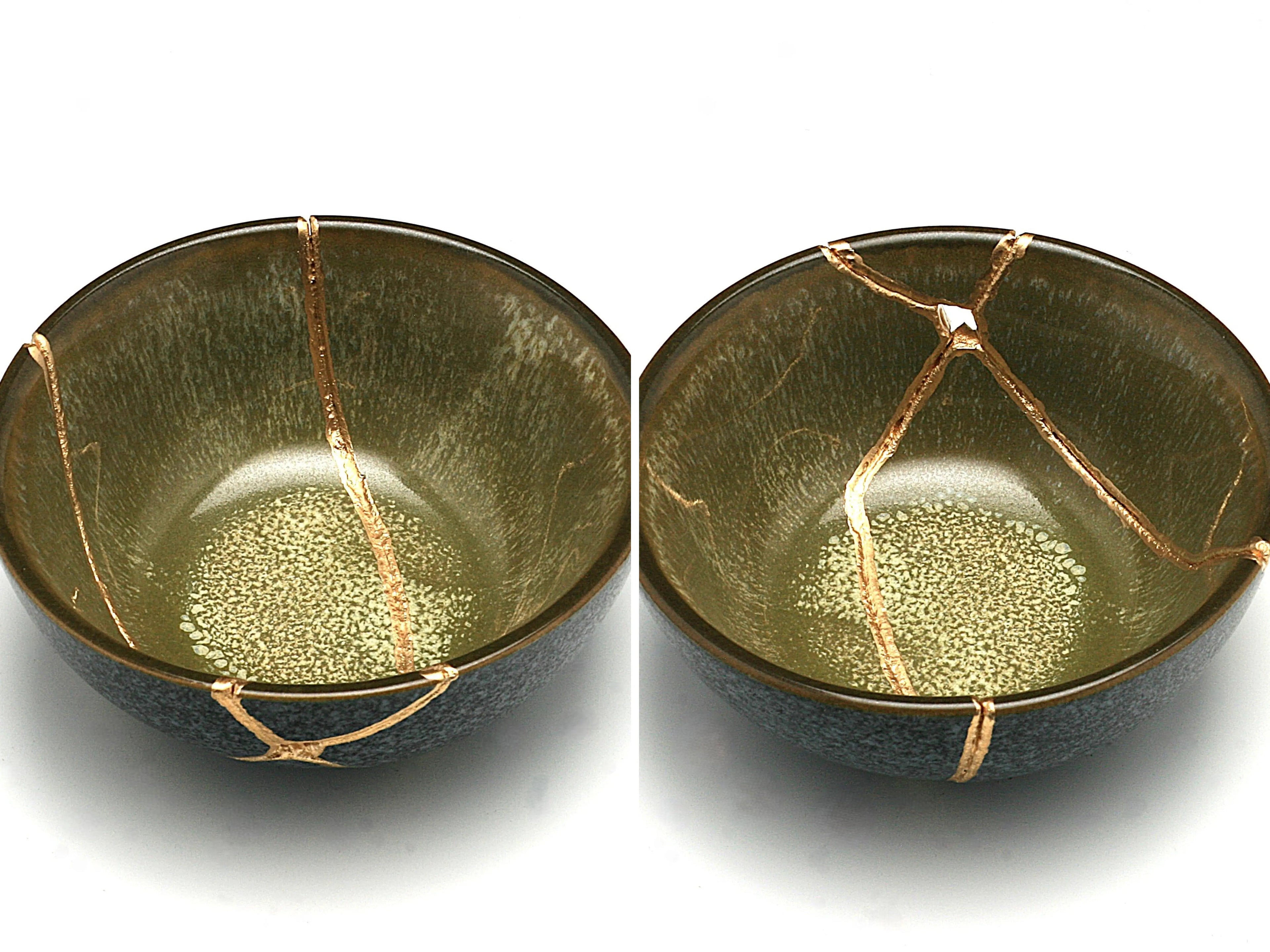 Small Olive Green Kintsugi Bowl