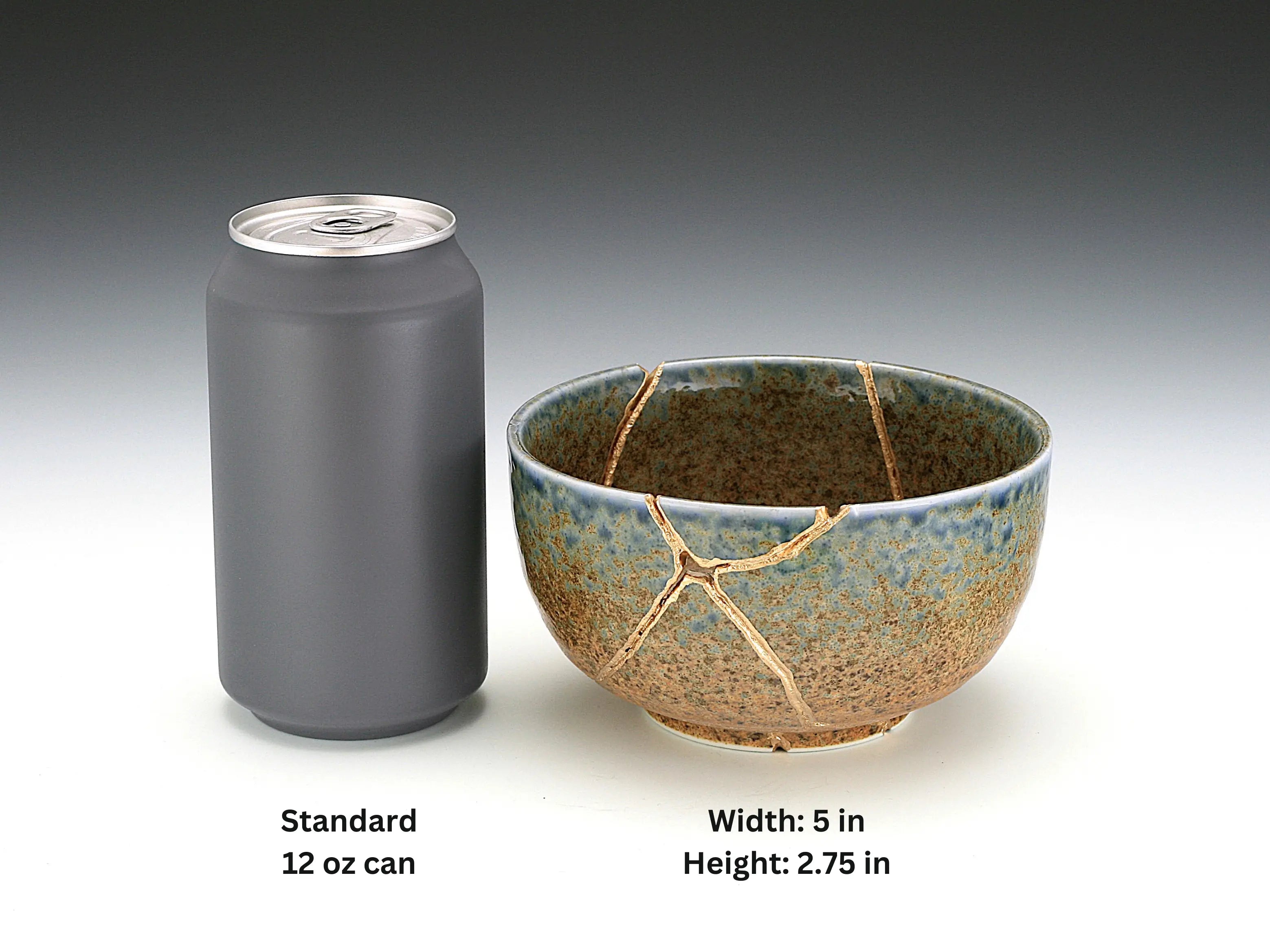 Large Brown and Blue Kintsugi Bowl