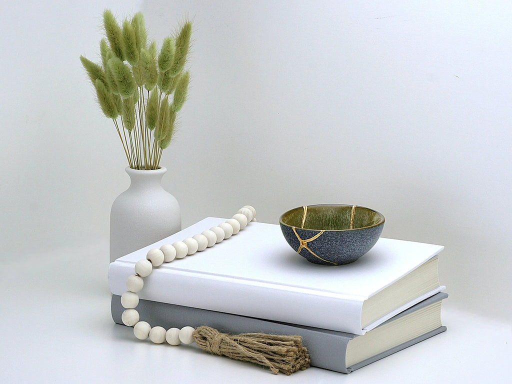 Small Olive Green Kintsugi Bowl
