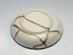 Small Blue and White Kintsugi Plate with Flower Images