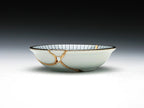 Small Blue and White Kintsugi Plate with Lines