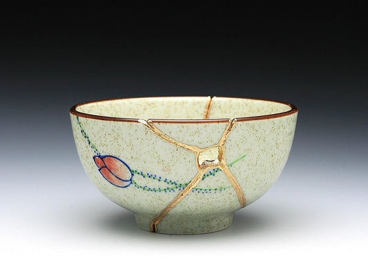 Medium Kintsugi Bowl with Rose Image