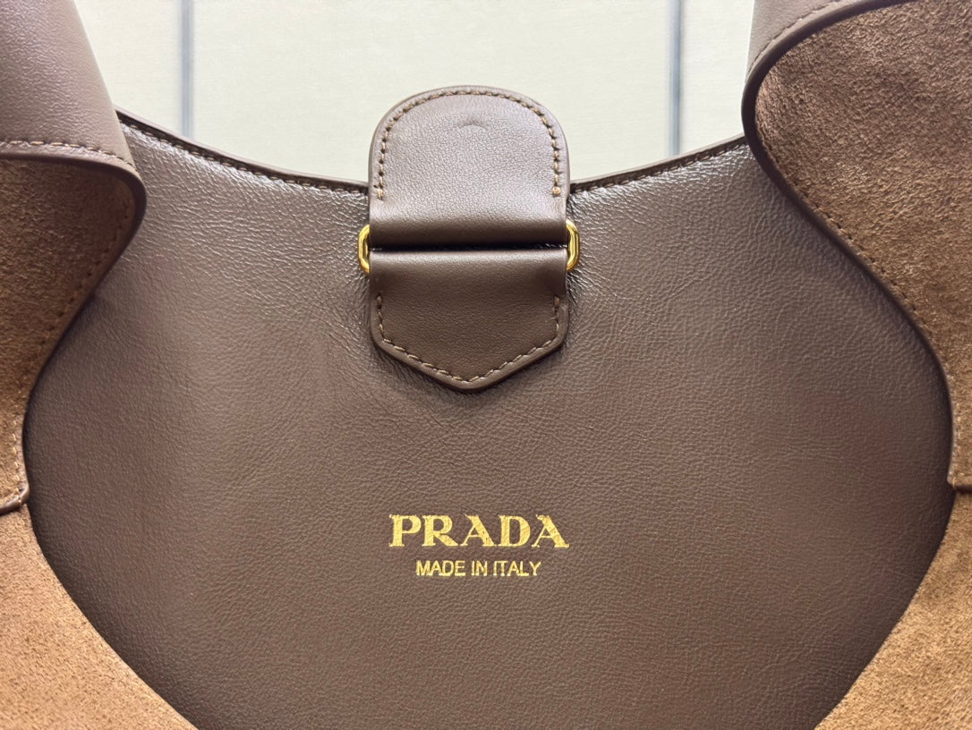 Pra Cleo 1BC181 Nubuck Bag 40cm Brown Suede 267549