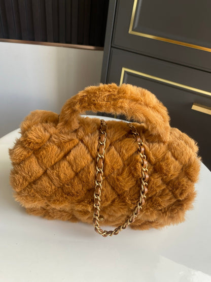 Mini CF 25 Flap Bag Brown Shearling