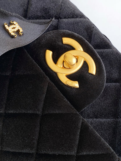 Chanel 25K Series Velvet Bow CF Handle Bag 20 Black 275900