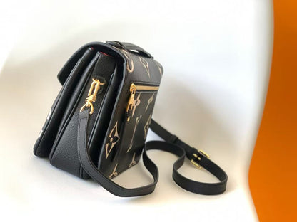 LV M45773 Pochette MÃ©tis Bag 25cm Black Beige Monogram Embossed Cowhide