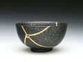 Medium Black Kintsugi Bowl with Texture