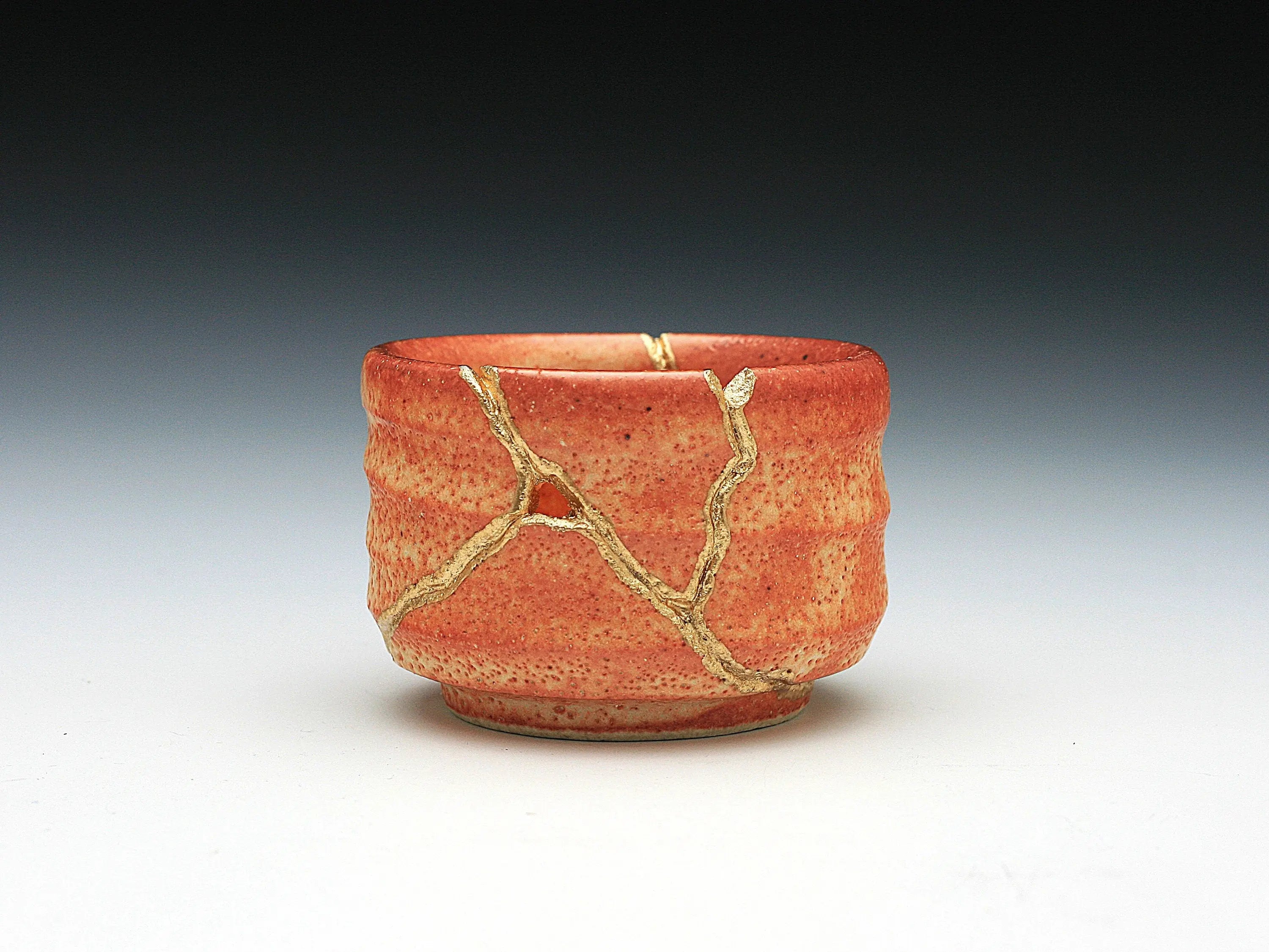 Small Orange Kintsugi Saki Cup