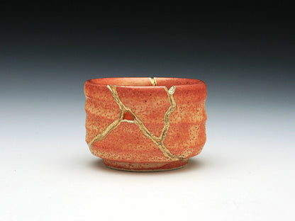 Small Orange Kintsugi Saki Cup