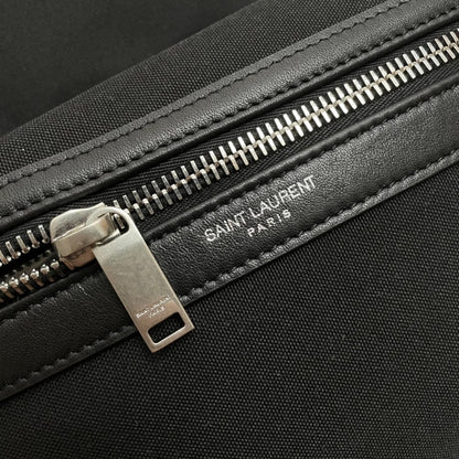 CITY BACKPACK 41 IN BLACK CANVAS, NYLON AND LEATHER