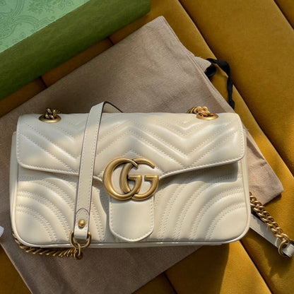 GG MARMONT MATELASS_ LARGE 26 BAG WHITE CALFSKIN