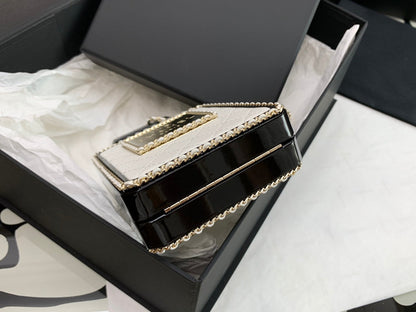CC N5 Perfume Bottle Bag White Quited Lambskin