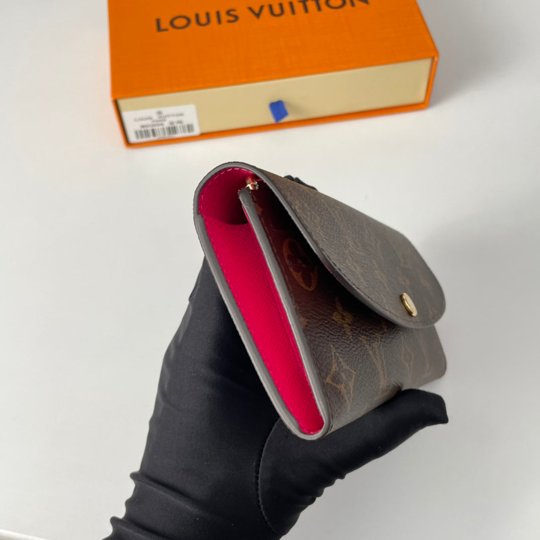 LV M60696 Emilie Wallet Brown Purple-red Monogram Canvas 221662
