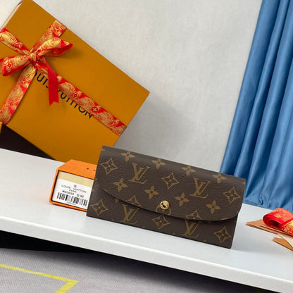 LV M60696 Emilie Wallet Brown Pink Monogram Canvas 221664