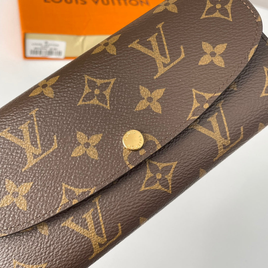 LV M60696 Emilie Wallet Brown Pink Monogram Canvas 221664