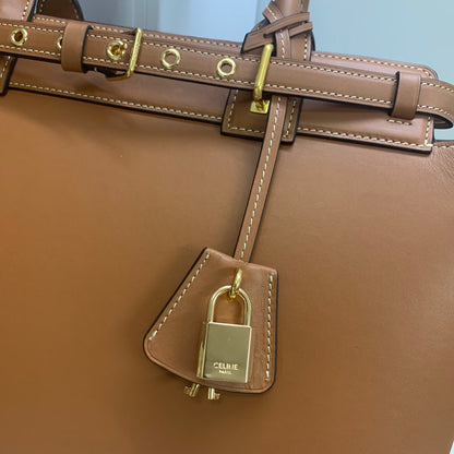 CONTI BAG 36 IN BRONZE BROWN CALFSKIN GOLD HARDWARE