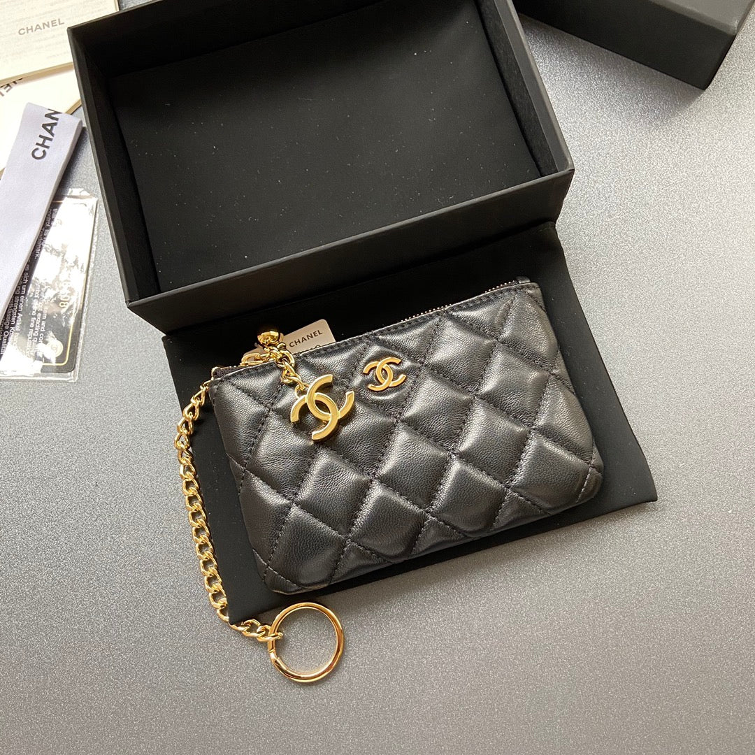 CC A50168 Keyring Cardholder Black Sheepskin GHW 229705