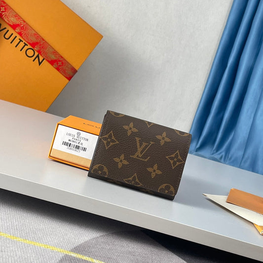 LV Enveloppe Carte De Visite Card Holder Monogram Canvas 221498