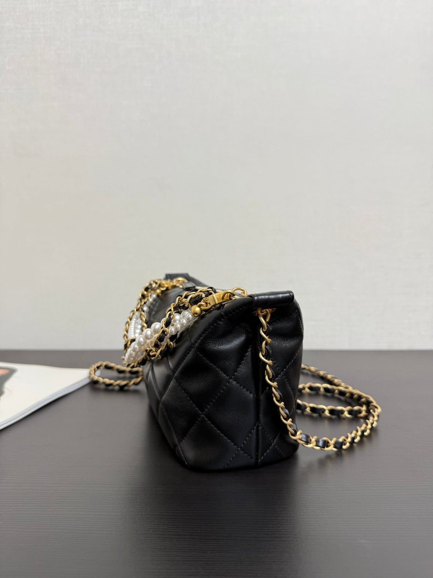 Chanel 2026 MatelassÃ© Pearl Chain Bag Black Lambskin