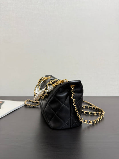 Chanel 2026 MatelassÃ© Pearl Chain Bag Black Lambskin