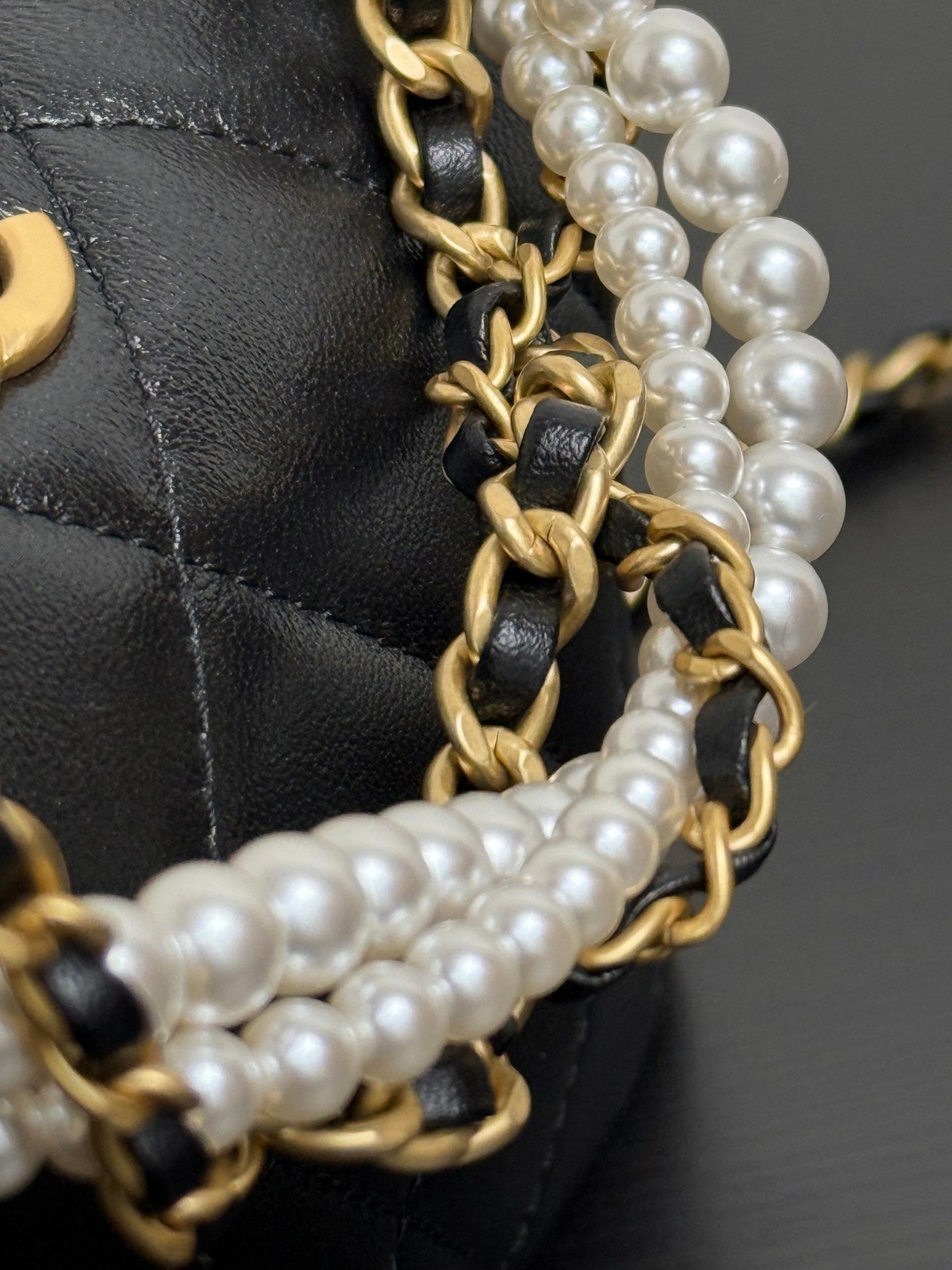 Chanel 2026 MatelassÃ© Pearl Chain Bag Black Lambskin