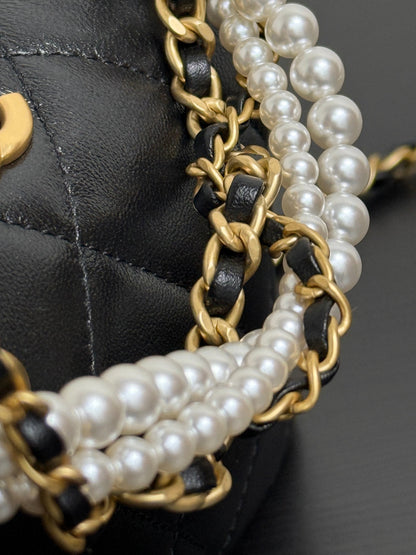Chanel 2026 MatelassÃ© Pearl Chain Bag Black Lambskin