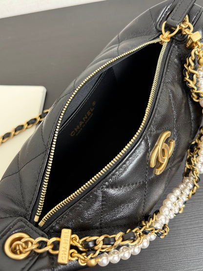 Chanel 2026 MatelassÃ© Pearl Chain Bag Black Lambskin