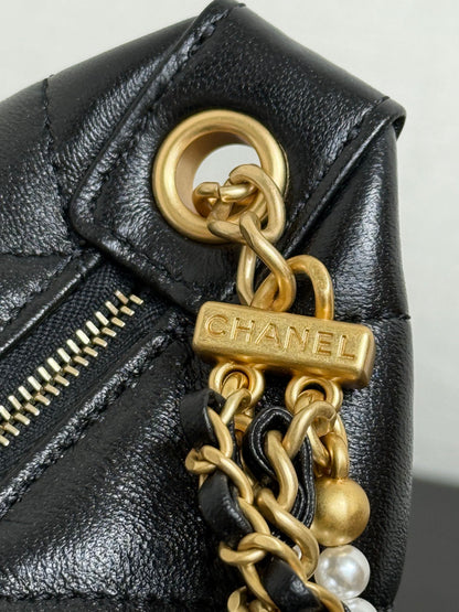 Chanel 2026 MatelassÃ© Pearl Chain Bag Black Lambskin