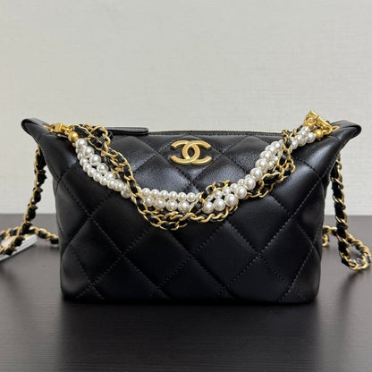 Chanel 2026 MatelassÃ© Pearl Chain Bag Black Lambskin
