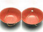 Small Salmon and Gray Kintsugi Bowl