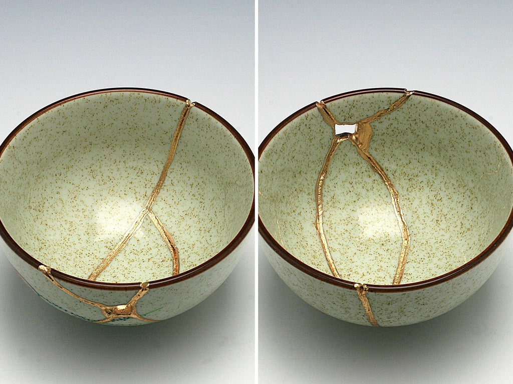 Medium Kintsugi Bowl with Rose Image