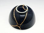 Medium Dark Blue Kintsugi Bowl with Sakura Pattern