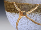 Medium Brown and White Kintsugi Bowl with Texture