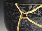 Large Black Textured Kintsugi Bowl