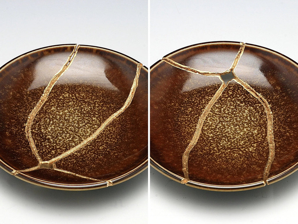Medium Brown Kintsugi Plate