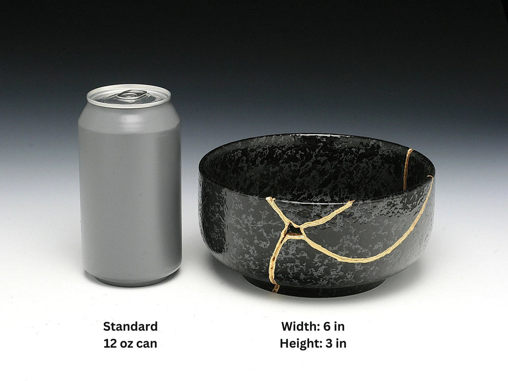 Large Black Textured Kintsugi Bowl