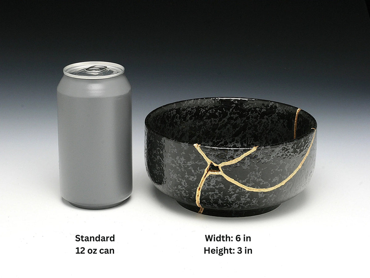 Large Black Textured Kintsugi Bowl