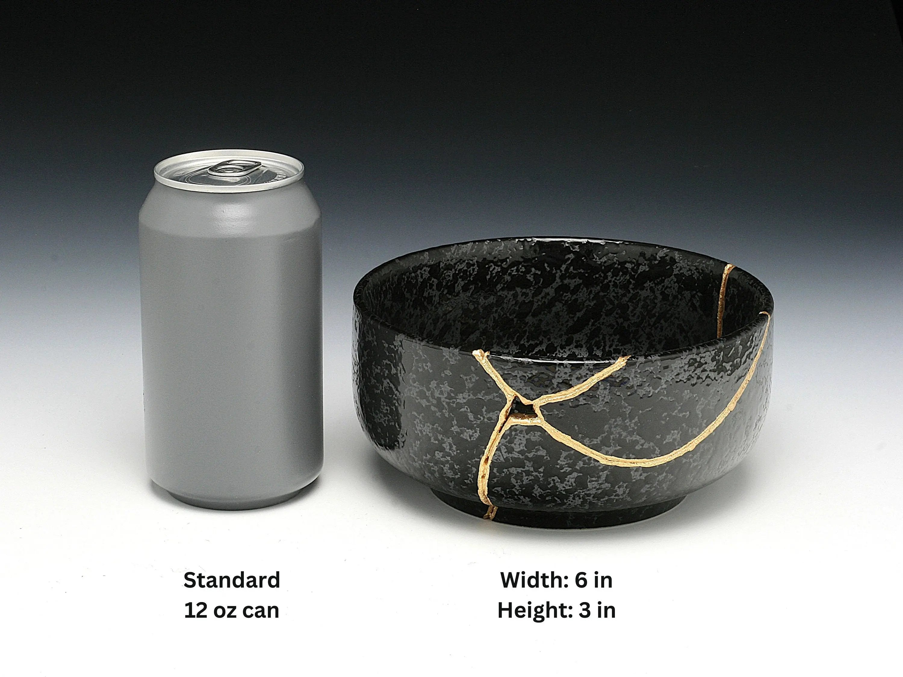 Large Black Textured Kintsugi Bowl
