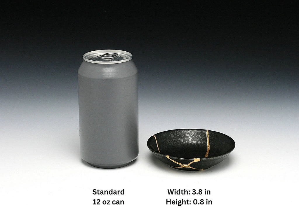 Small Black Kintsugi Plate with Texture