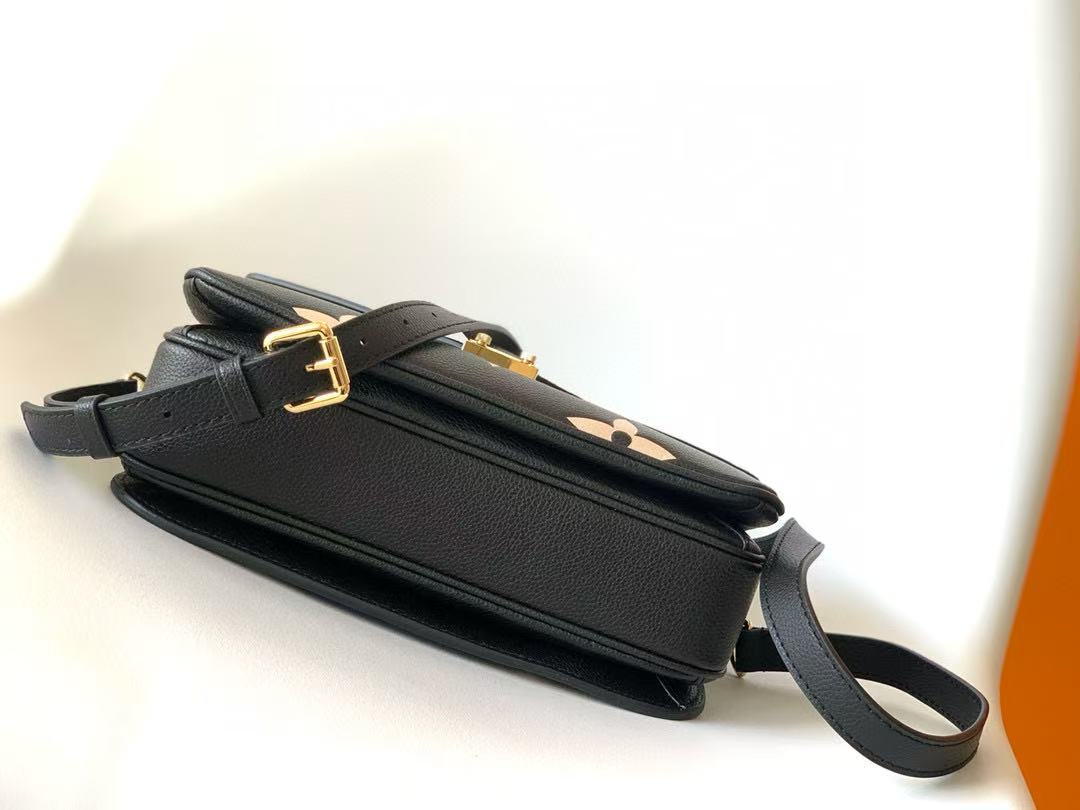 LV M45773 Pochette MÃ©tis Bag 25cm Black Beige Monogram Embossed Cowhide