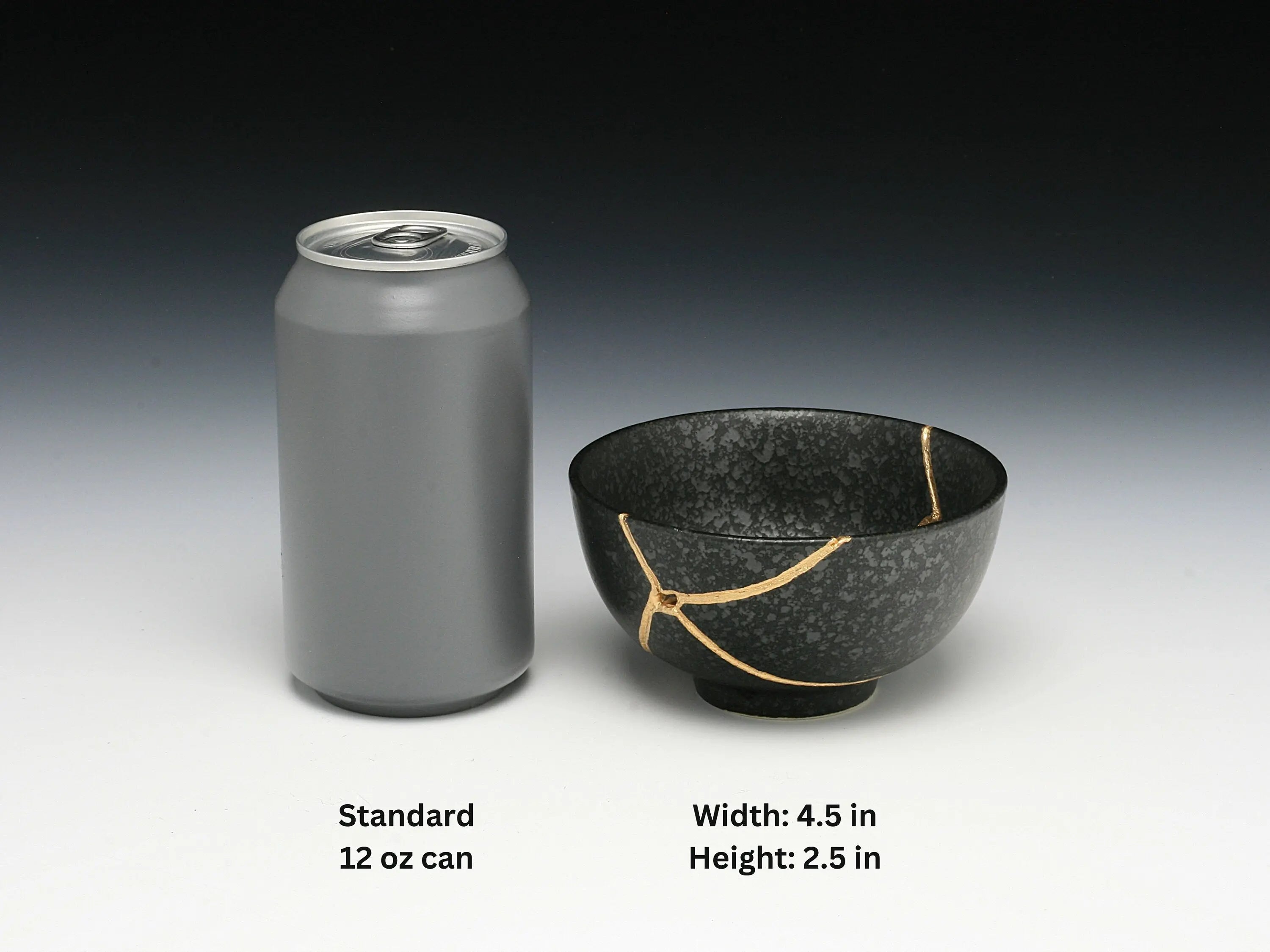 Medium Black Kintsugi Bowl with Texture