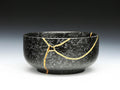 Large Black Textured Kintsugi Bowl
