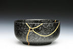 Large Black Textured Kintsugi Bowl