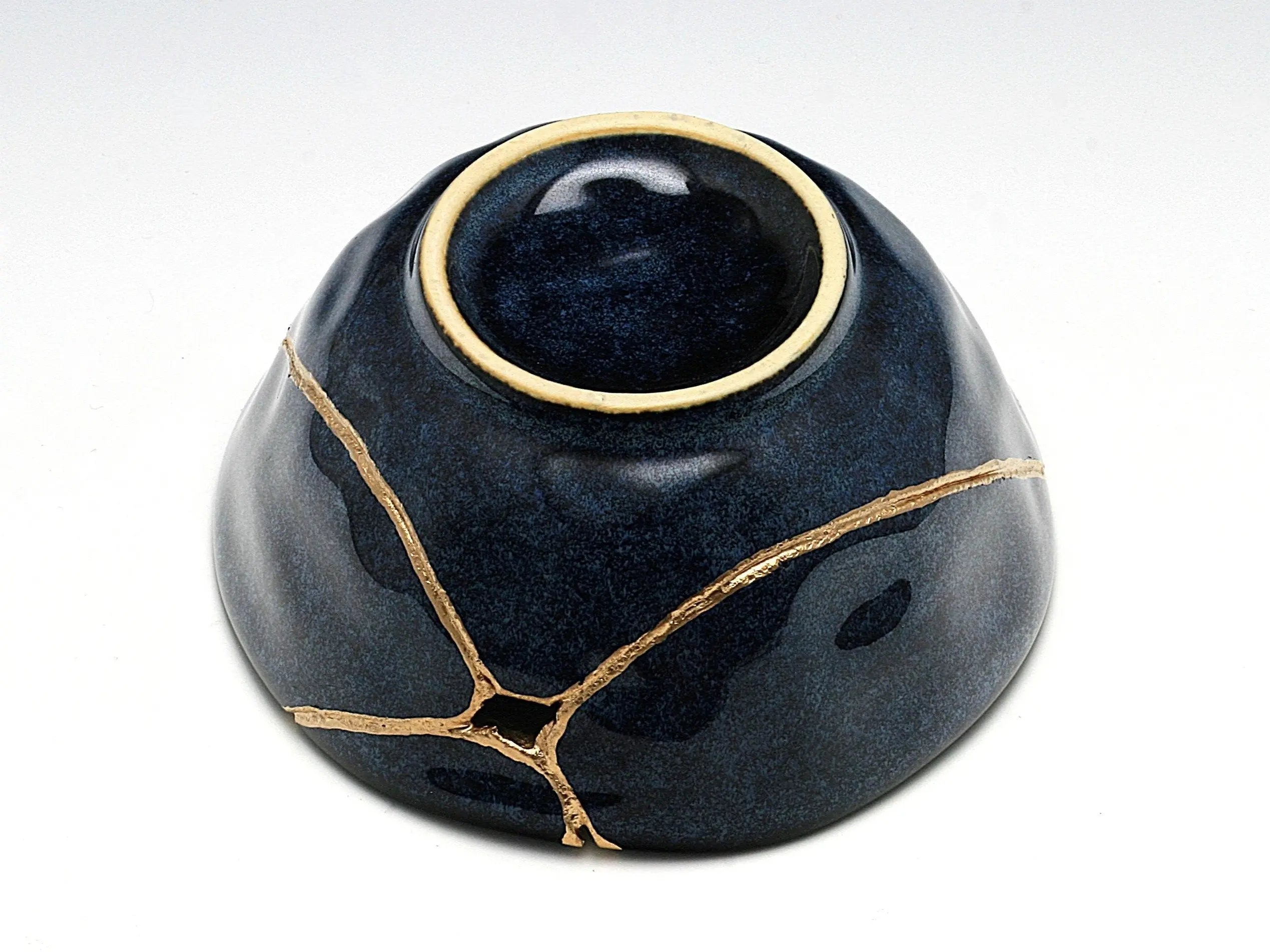 Medium Dark Blue Speckled Kintsugi Bowl